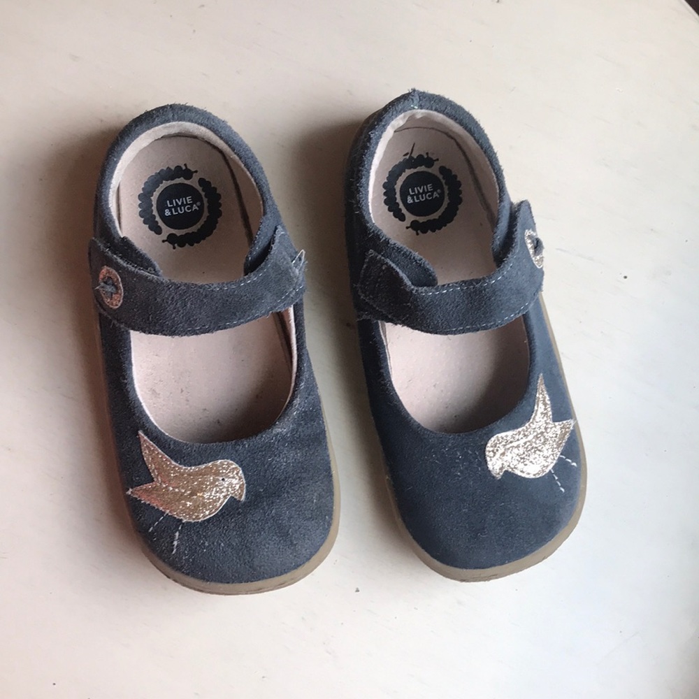 Livie Luca Bird Pio Mary Jane dusky blue suede